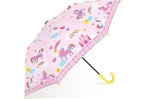 decalsweet Kids Umbrella, Safety Windproof Umbrella with Easy-Grip Hook Handle for Toddler Girls and Boys