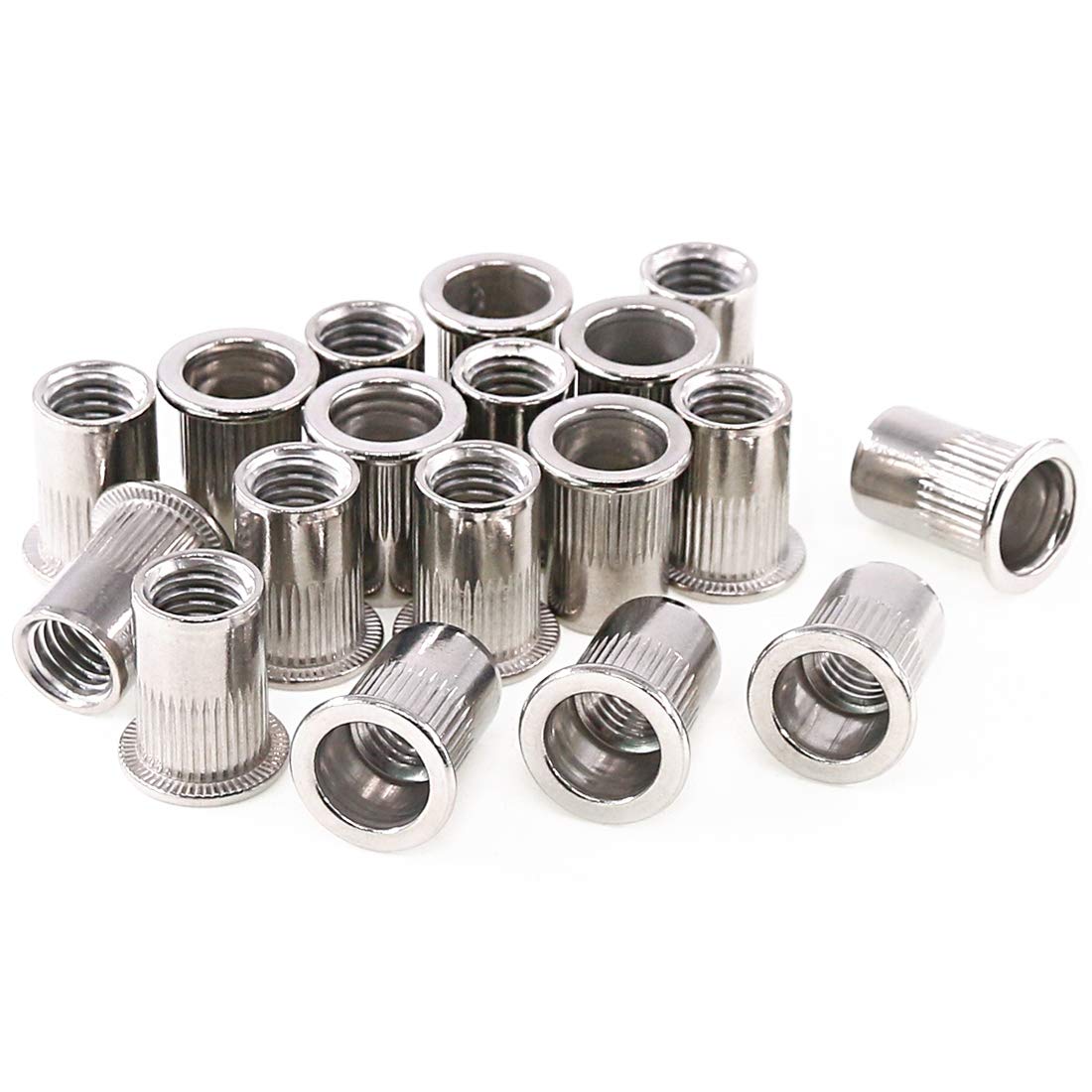 Keadic 50Pcs M10 Stainless Steel Metric Rivet Nut Flat Head Threaded Insert Nutsert Kit - M10