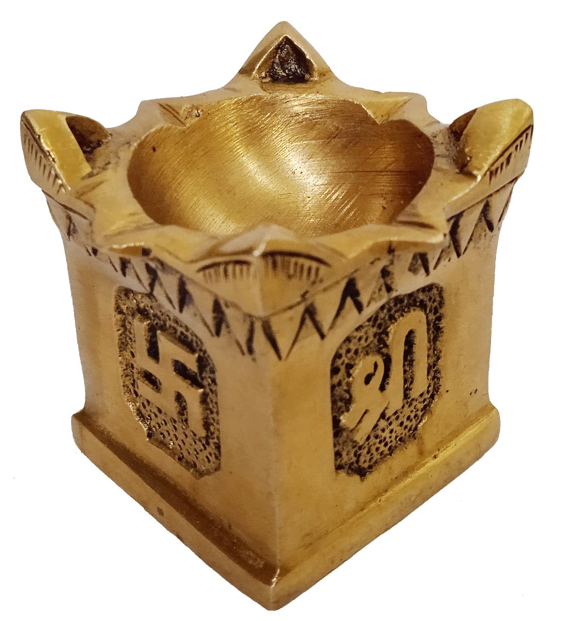 Purpledip Brass Tulsi Thulasi Diya: Holy Oil Lamp Deepak for Home Temple (12421)