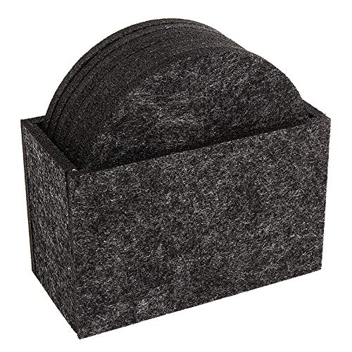 Ideen mit Herz Felt Coasters Round Diameter 10 cm 5 mm High Includes Storage Box Pack of 8 (Anthracite)