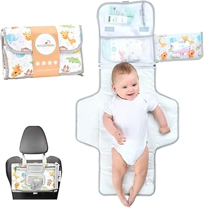 TENDS Portable XL Folding Baby Changing Mat with Detachable Bag and 6 Pockets