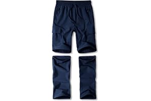 ZOOFLY Boys Convertible Hiking Pants Kids Zip Off Scout Pants Youth Teen Boy Quick Dry Outdoor Fishing Waterproof Lightweight 4-18Y