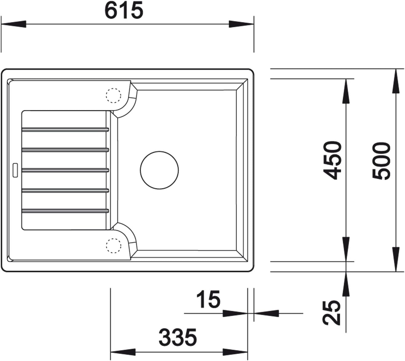 BLANCO ZIA 40 S - Rectangular Granite Kitchen Sink for 40 cm Wide Base Units - Made of SILGRANIT - Grey - 516918 - Image 3