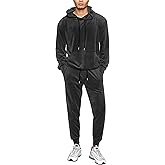 LecGee Mens 2 Piece Velour Hoodie Tracksuit Long Sleeve Velvet Hooded Pullover Casual Athletic Jogging Sweatsuit Set