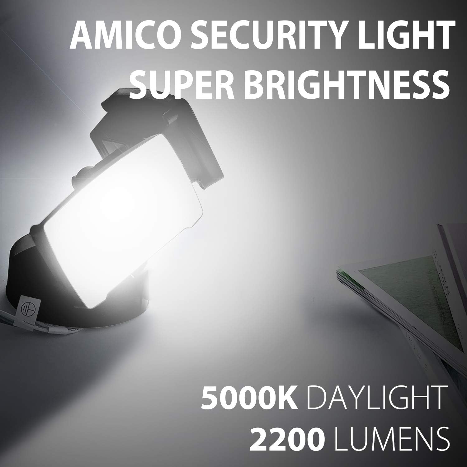 Amico Dusk to Dawn Light LED Outdoor Flood Lighting 20W LED Security Lights [180W Equivalent] 5000K IP65 Waterproof Dual Head - - 