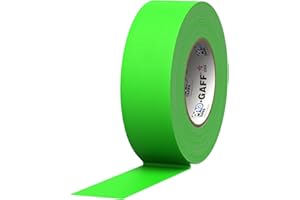 2" Width ProTapes Pro Gaff Premium Matte Cloth Gaffer's Tape With Rubber Adhesive, 50 yds Length x, Fluorescent Green (Pack of 1)