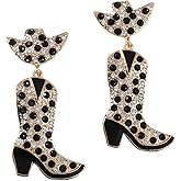 Enamel Cowgirl Earrings Western Cowboy Boots Earrings for Women Dainty Shoes Dangle Drop Earrings Charm Dangling Party Decor Jewelry
