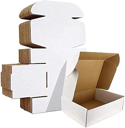 RLAVBL 25 Pack Small White Corrugated Shipping Boxes 9x6x2 in