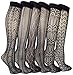 Felicity Womens Knee High Fishnet Patterned Trouser Socks Dress Socks (Assorted A, Black, 6 Pack)