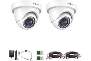 ZOSI 2Pack 2.0MP HD 1080P Security Cameras Kit, 80ft Night Vision, Indoor Outdoor Home CCTV Dome Cameras for 1080P/5MP/4K HD-TVI Analog DVR System