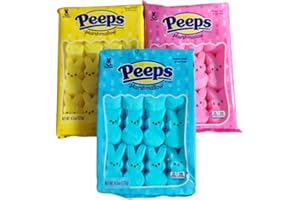 HUBZ Peeps Marshmallow Bunnies Variety Pack, 12-Count (Pink, Yellow, and Blue)