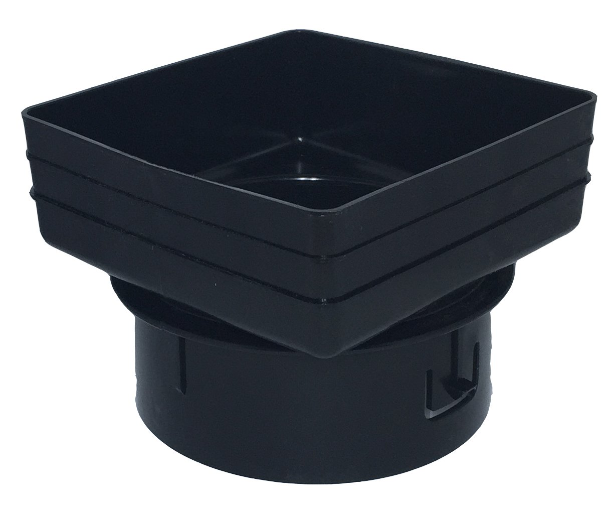 Universal Downspout To Drain Pipe Tile Adapter (6x6x6, Black) on