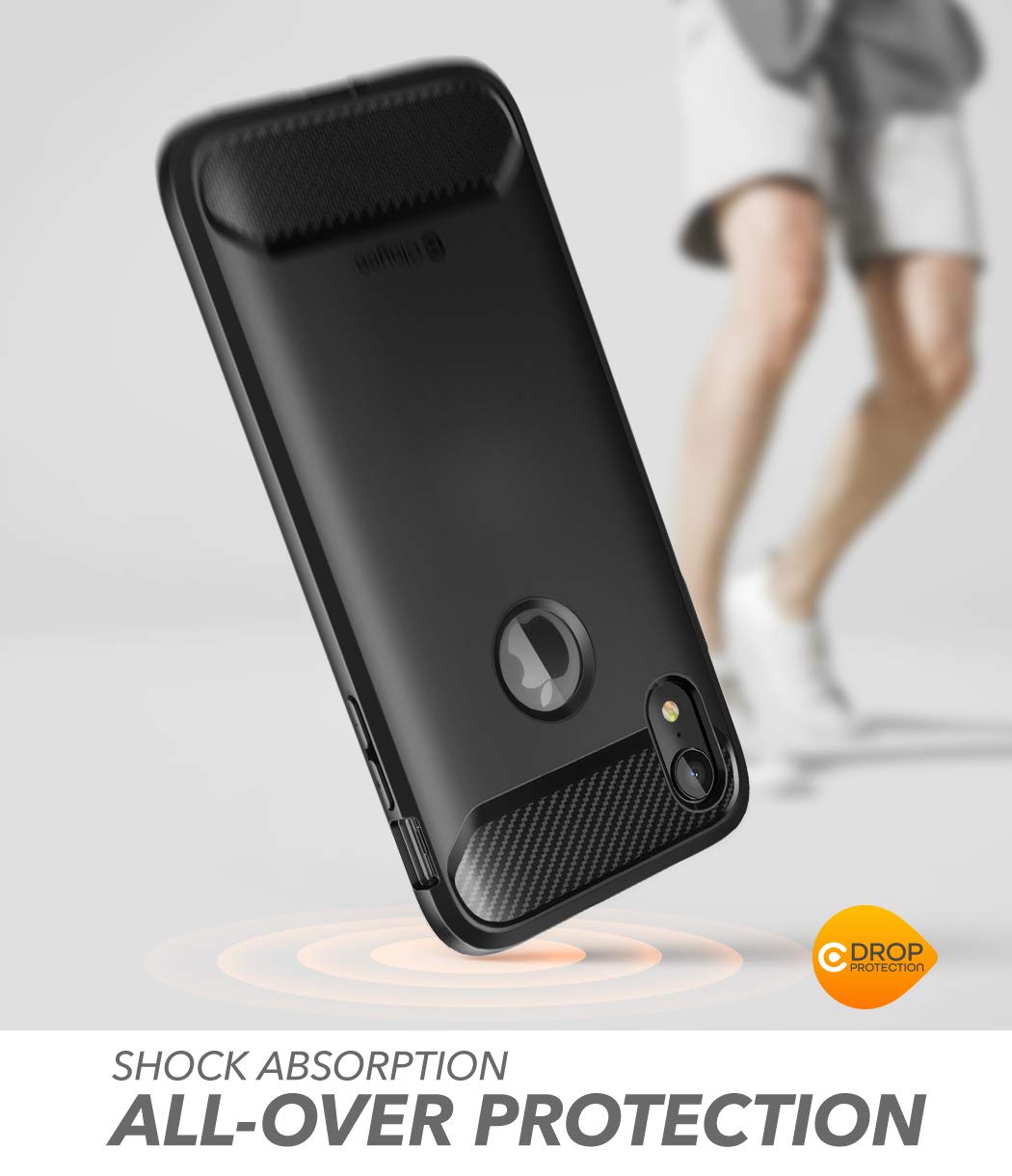 iPhone XR Case, Clayco [Xenon] Full-Body Rugged Case with Built-in Screen Protector for Apple iPhone XR 6.1 Inch 2018 (Black)