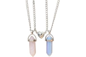 BFF Necklace for 2 Girls, Crystal Charms Necklace, Pendant Friendship Necklace for Best Friends, Heart Magnetic Matching Neck