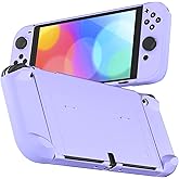 RHOTALL Protective Case Compatible with Nintendo Switch OLED, Dockable Shell for Switch OLED Console and Controller, Cute Accessories for Switch OLED with Comfortable Grip Design - Purple