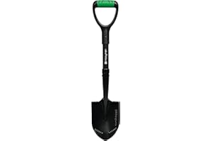 Hooyman Mini Digging Shovel with Heavy Duty Carbon Steel Construction, Ergonomic No-Slip H-Grip Handles, D Handle, and Serrated Blades for Gardening, Land Management, Yardwork, Farming, and Outdoors