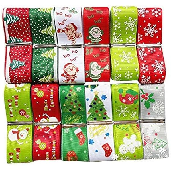 Christmas Tree Decor Christmas Ribbon Set - 8 Patterns, 24 Yards Total ...