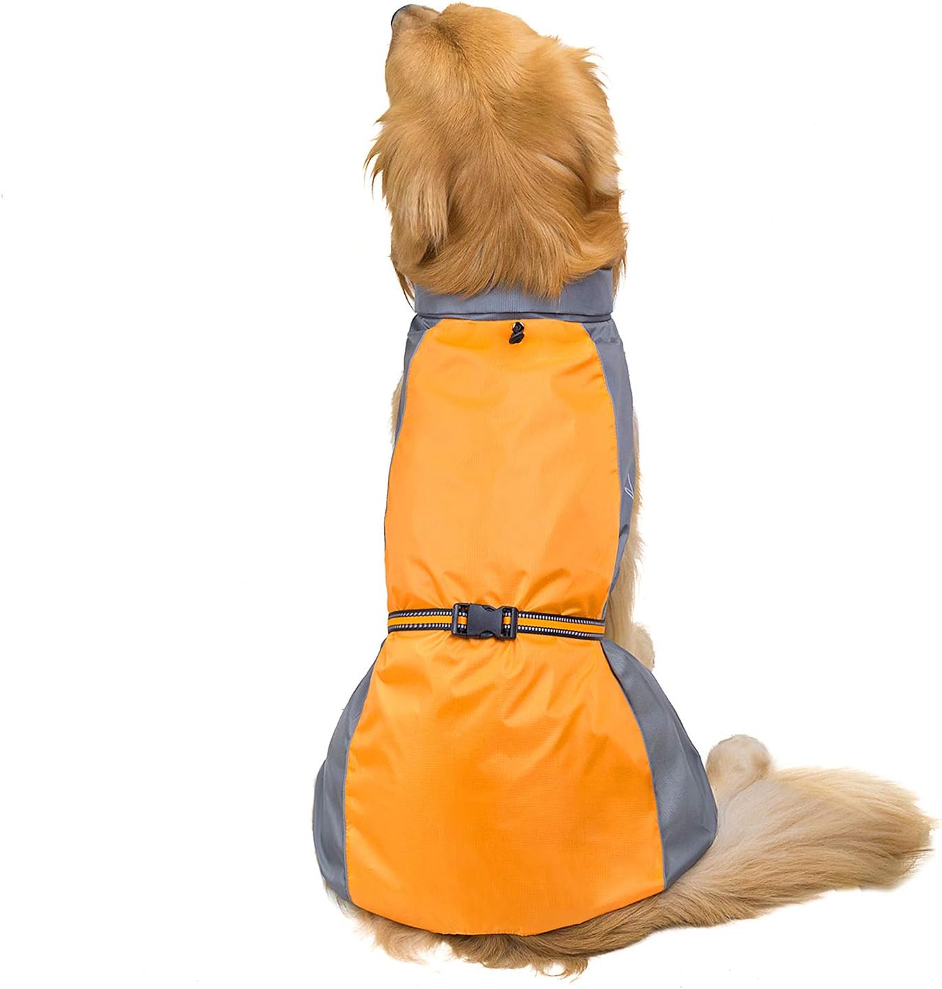 Ranphy Waterproof Dog Raincoat for Medium Large dogs Reflective Adjustable Breathable Jackets Mesh Poncho Clothes Outdoor Sports Pet Vest Coat Labrador Rainwear with High Neckline Collar Orange 8XL - Image 5