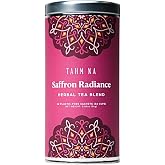 Tahmina Saffron Radiance Caffeine Free Tea: Calming Hibiscus and Rose with Saffron, 12 Biodegradable Pyramid Tea Bags, Makes 36 Cups of Tea (1 Pack)