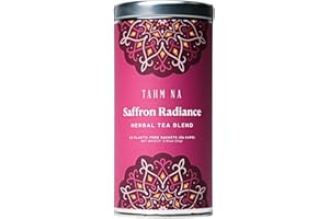 Tahmina Saffron Radiance Caffeine Free Tea: Calming Hibiscus and Rose with Afghan Saffron, 12 Biodegradable Pyramid Tea Bags, Makes 36 Cups of Tea (1 Pack)