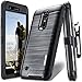 COVRWARE Iron Tank Series Case for LG K20 Plus /K20 V/Harmony/Grace 4G /K10 (2017) Built-in [Screen Protector] Heavy Duty Full-Body Holster Armor [Brushed Metal Texture] Case [Belt Clip], Black