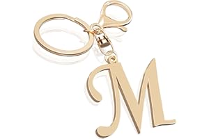 SUWEIBUKE Cute Stainless Steel Gold Initial Letter Keychain for Women Girl, Charms for Key Handbag Backpack Bag, Personalized Gift