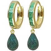 Galaxy Gold GG 14k Solid Gold Hoop Earring With Emeralds