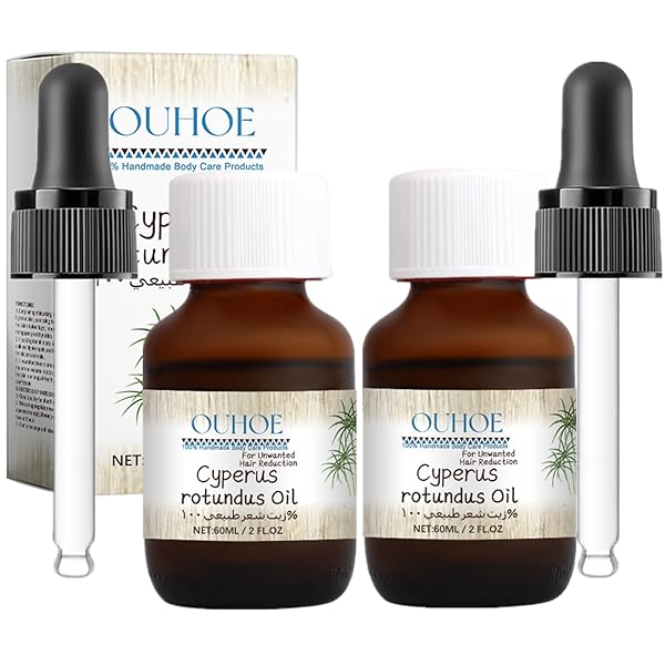 2PCS CYPERUS ROTUNDUS OIL,NATURAL CYPERUS ROTUNDUS OIL FOR HAIR REMOVAL,REDUCES UNWANTED HAIR GROWTH,MOISTURIZES & SOOTHES SKIN,REDUCING BODY HAIR GROWTH,SHRINK PORES FOR ALL SKIN TYPES(60ML)