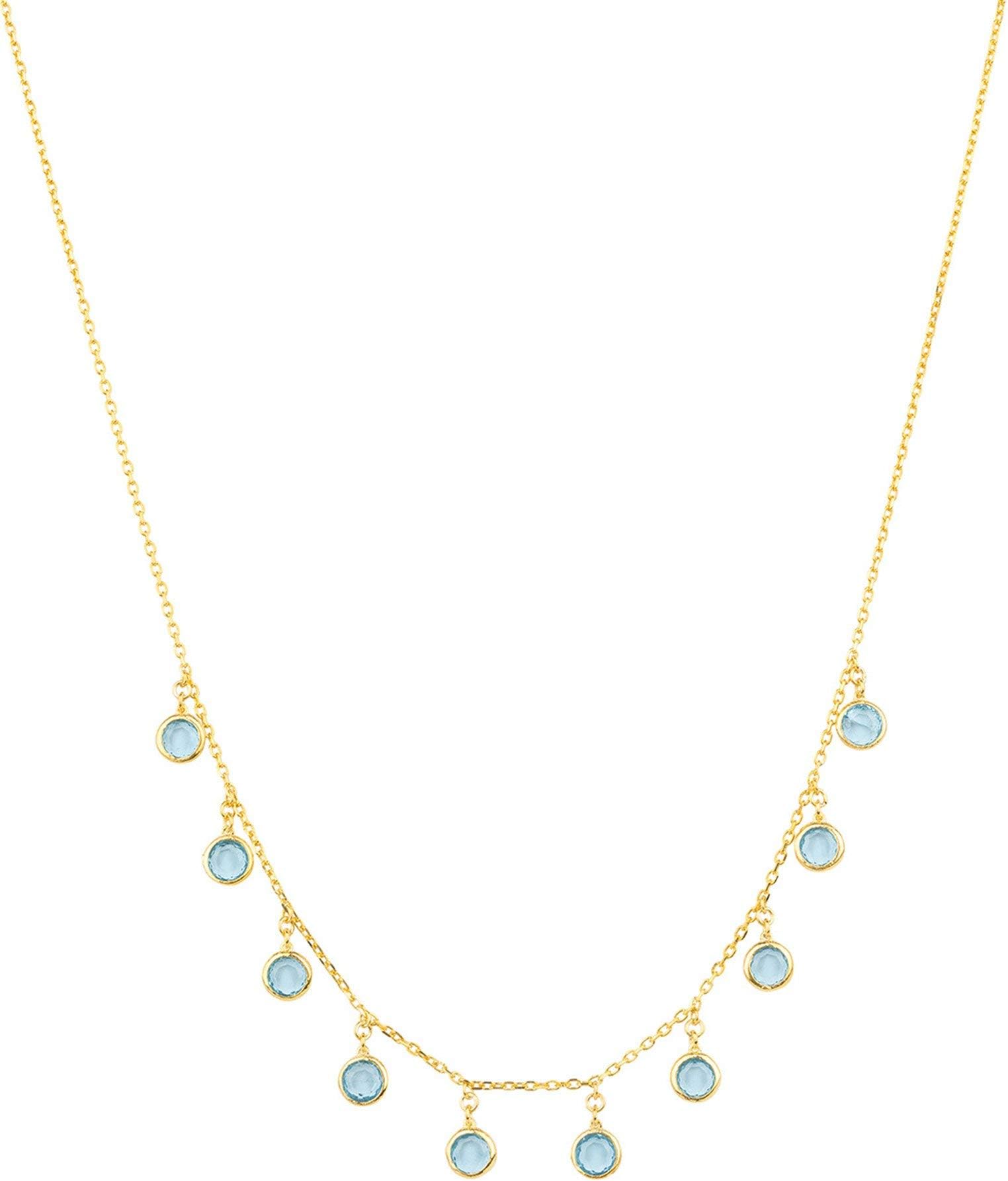 LATELITAFlorence Choker Necklace 18ct Gold Plated Sterling Silver Natural Gemstone Round Blue Topaz Blue Gold December