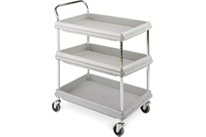 Metro Deep Ledge Series Polymer Utility Cart with 4 Swivel Casters, 3 Shelves, 400 lb. Total Capacity, 41" Height x 21-1/2" W
