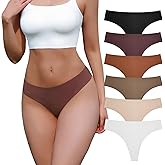 RoyalBelle Seamless Thongs For Women V-Waisted Sexy Invisible No Show Breathable Stretch Panties Underwear 6-Pack