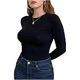 WDIRARA Women's Plus Size Long Sleeve T Shirts Crew Neck Tee Casual Basic Tops
