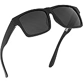 TOROE Eyewear Matte Black RANGE XL Frame Sunglasses Light Weight TR90 Frame, Polarized Polycarbonate Lens