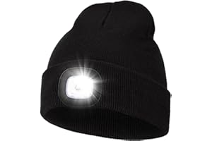 Gifts for Men Dad, LED Beanie Hat with Light, Rechargeable Hands Free Headlamp Warm Knitted Cap, Gadgets Gifts for Camping