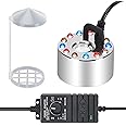FITNATE 350ml/H Mist Maker Fogger,12 LED Color Changing Fog Atomizer Air Humidifier, with Adjustable Fog Controller, for Water Fountain Pond Rockery Vase Birdbath.