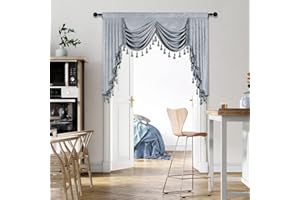ELKCA Silver Grey Chenille Window Curtains Valance for Living Room Waterfall Valance for Bedroom,Rod Pocket (W59. 1 Panel)