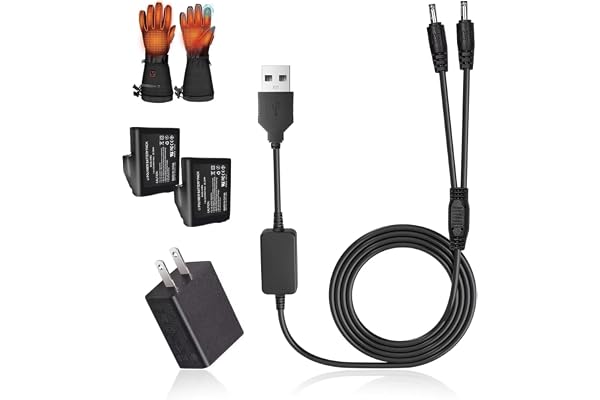 Aomitop USB Dual-Port Charger for Heated Gloves - 8.4V Compatible with 7.4V 3500mAh, 3000mAh, 2200mAh Li-Polymer Batteries -