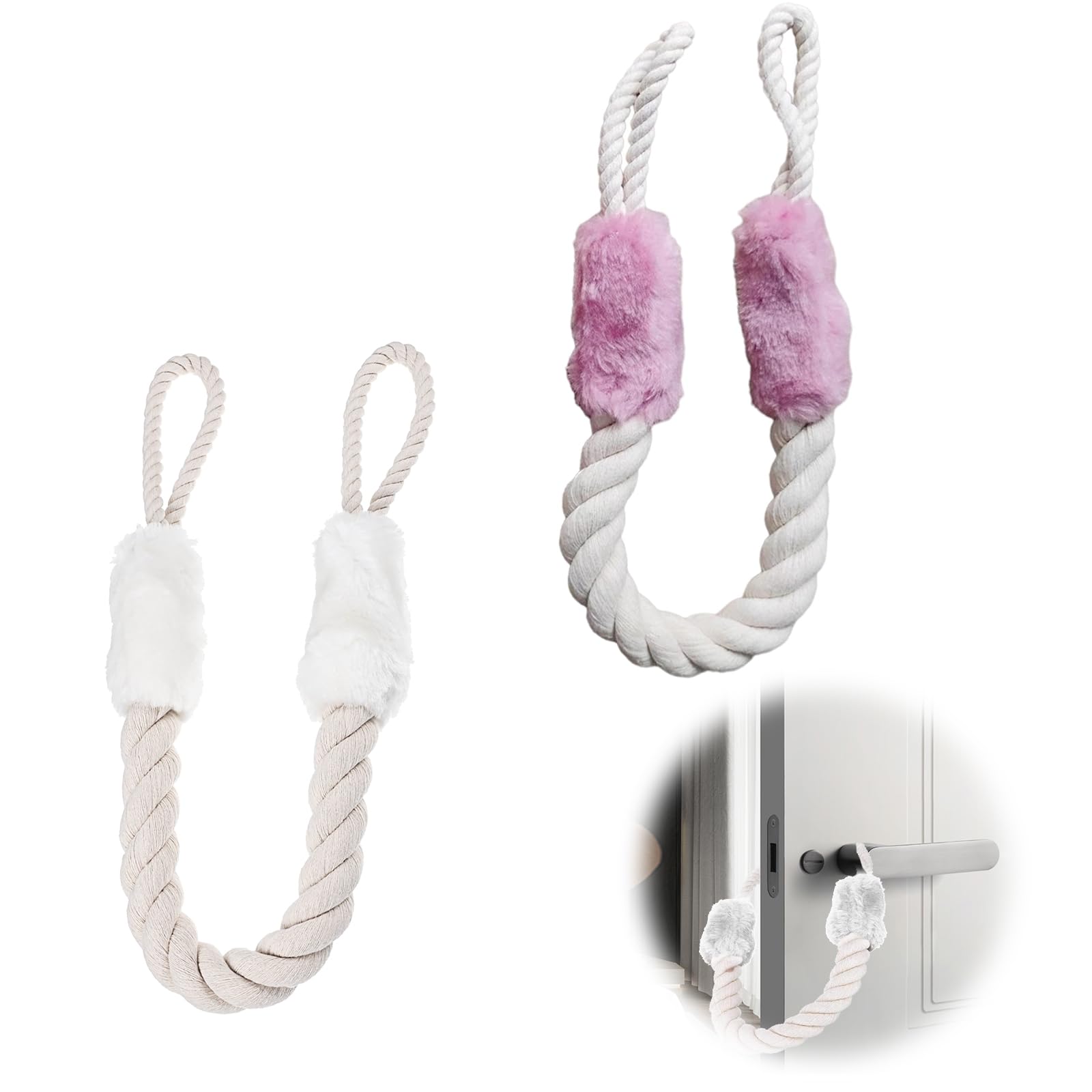 MUYAPAY 2 Pieces Safety Door Stopper, Anti-Pinching Door Stop, Soft Rope Cotton Rope, Door Stopper Child Safety Door Stop, for Doors and Windows, Protect Pets and Children