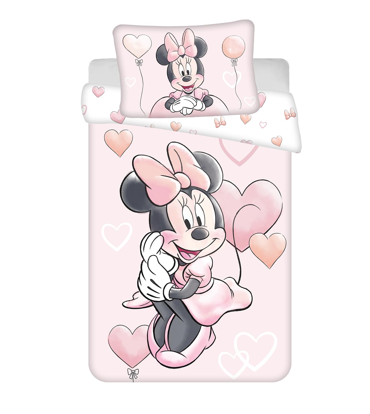 Jerry Fabrics Minnie Balloon Bedding Set for Cot or Junior Bed 100% Cotton Duvet Cover 100 x 135 cm + Pillowcase