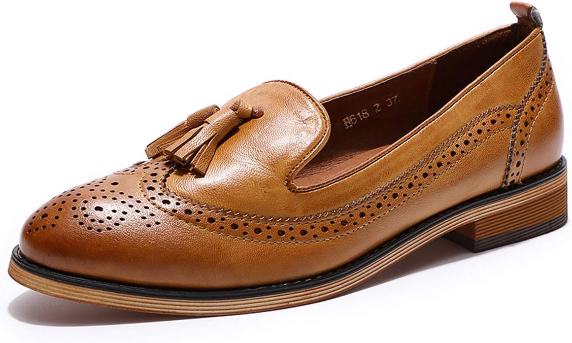 Mona flying Women's Leather Penny Loafer Casual Flat Shoes for Women Ladies Girls