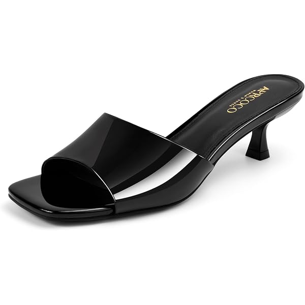 Womens Padded Square Peep Toe Block Heel Mule Sandals – Slip On Dress Shoes, 9 CM Heel, Multiple Colors & Sizes