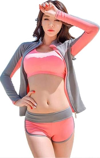 Amazon Bidasu フィットネス 水着 贅沢3点セット ラッシュガード レディース 水着 タンキニ 長袖 Uvカット スポーツウェア 体型カバー 紫外線防止 吸汗速乾 水陸両用 セパレート A64 タンキニ 通販