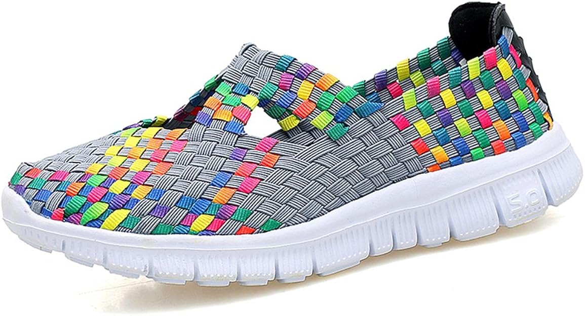 Amazon.com | Sanearde Women Slip on Walking Shoes Woven Elastic Mary Jane Flat Lightweight 