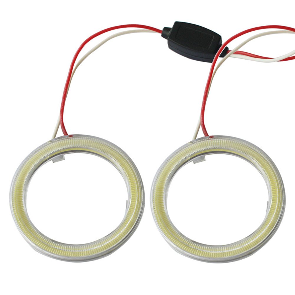 TABEN Ice Blue 60mm LED Halo Ring 45SMD COB LED Headlight Angel Eyes Bulb Halo Ring Lamp Light with Cover DC12V (1-Pair)