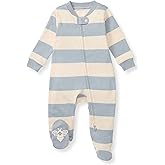 Burt's Bees Baby Boys Sleep and Play PJs, 100% Organic Cotton One-Piece Zip Front Romper Jumpsuit Pajamas