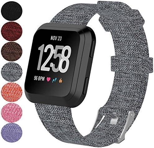 Carhope Fitbit Versa Bands, Replacement Accessory Lightweight Breathable Woven Fabric for Fitbit versa Fitness Smart Watch (Gray)