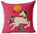 Andreannie Unicorn Cotton Linen Throw Pillow Case Cushion Cover Home Office Decorative 18inch X 18 Inch (Pink) ?- ¡­