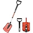 TIROL 40" Folding Snow Shovel for Car Extendable Snow Shovel with Aluminum Head & Pole Portable Snow Shovel for Vehicle, Snowmobiles, Camping, Skiing, Avalanche, Backcountry, Red