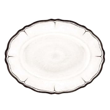 Le Cadeaux Rustica envejecido Nero Coupé bandeja ovalada, 16 ", color blanco