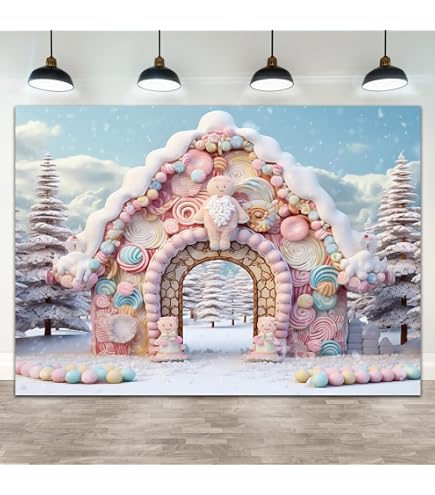 Toile De Fond Photo Noël 2x2 M - Motif Guirlande, Sapin, Neige - Microfibre Infroissable - Pour Studio, Famille, Fête - 7